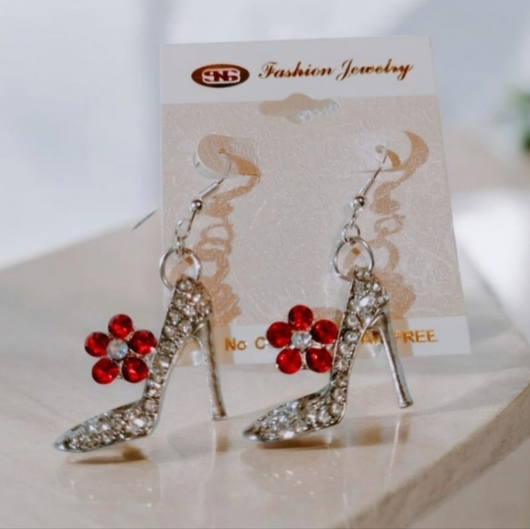 Fashion Jewelry Jewelry - High heel shoe earrings with rhinestones. Alloy earrings, durable earrings. Earr